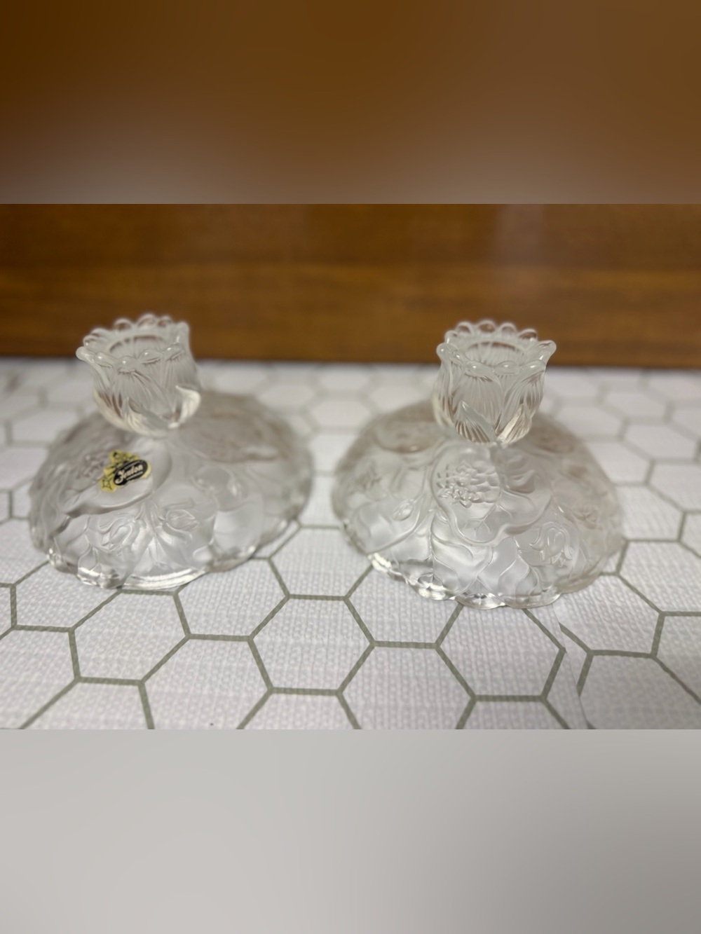 Fenton Water Lily Satin Candle Holders